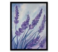 Artery8 Classic Lavender Blue Sky Painting Modern Floral Living Room Artwork Framed Wall Art Print A4