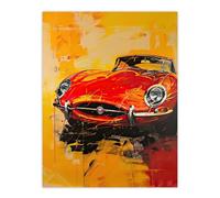Artery8 Classic Red Sports Car Lover Vibrant Oil Painting Man Cave Large Wall Art Poster Print Thick Paper 18X24 Inch