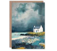 Artery8 Classic Scottish Lochside Cottage Oil Painting Greeting Birthday Card Him Her All Blank