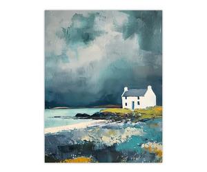 Artery8 Classic Scottish Lochside Cottage Oil Painting Living Room Unframed Wall Art Print Poster Home Decor Premium