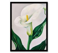 Artery8 Classic White Lily Painting Modern Single Flower Framed Art Print | Size: W12" x H16" Artery8 White W12" x H16"