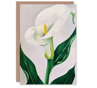 Artery8 Classic White Lily Painting Modern Single Flower Greeting Birthday Card Him Her All Blank