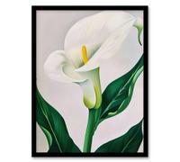 Artery8 Classic White Lily Painting Modern Single Flower Living Room Artwork Framed Wall Art Print A4
