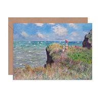 Artery8 Claude Monet Cliff Walk At Pourville Fine Art Greeting Card Plus Envelope Blank Inside