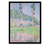 Artery8 Claude Monet Framed Wall Art Print Poplars Pink Effect Landscape | Size: A3 Artery8 Multicolor A3