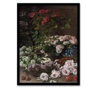 Artery8 Claude Monet Framed Wall Art Print Spring Flowers Floral Still Life - A4 Size