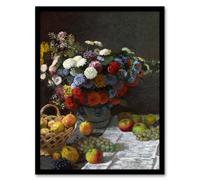 Artery8 Claude Monet Framed Wall Art Print Still Life with Flowers & Fruit | Size: A3 Artery8 Multicolor A3