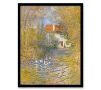 Artery8 Claude Monet Framed Wall Art Print The Geese Impressionist Painting in Green | Size: A3 Artery8 Green A3