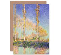 Artery8 Claude Monet French Poplars Fine Art Greetings Card in Blue Artery8 Blue