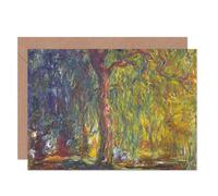 Artery8 Claude Monet Painting Weeping Willow Tree Nature Greeting Card Artery8 Multicolor