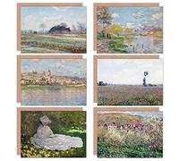 Artery8 Claude Monet Plum Tree Poppy Seine Springtime Vetheuil Tulip Fine Art Greeting Card Pack of 6
