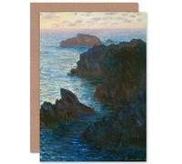 Artery8 Claude Monet Rocks At Belle Lle Port Domois Fine Art Greetings Card in Blue Artery8 Blue