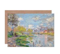 Artery8 Claude Monet Spring By Seine Paris Riverside Painting Card Artery8 Multicolor