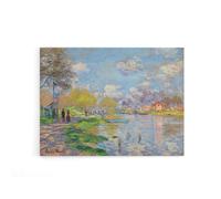 Artery8 Claude Monet Spring By The Seine Canvas Wall Art Print | Size: W12" x H16" Artery8 Multicolor W12" x H16"