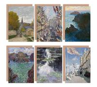 Artery8 Claude Monet Water Lillies Belle Paris Sainte Adresse Fine Art Greeting Card Pack of 6 in Blue Artery8 Blue