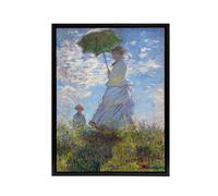 Artery8 Claude Monet Woman With A Parasol Framed Canvas Wall Art Print in Blue | Size: W12" x H16" Artery8 Blue W12" x H16"