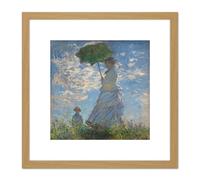 Artery8 Claude Monet Woman With A Parasol Madame Monet & Her Son 8X8 Inch Square Wooden Framed Wall Art Print Picture with Mount in Light Oak Artery8 Light Oak