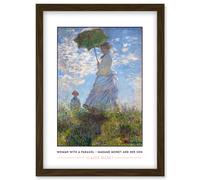 Claude Monet Woman With A Parasol - Madame Monet And Her Son Impressionist Painting Artwork Framed Wall Art Print A4 Artery8 Brown One Size