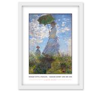 Claude Monet Woman With A Parasol - Madame Monet And Her Son Impressionist Painting Artwork Framed Wall Art Print A4 Artery8 White One Size