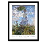 Artery8 Claude Monet Woman With Parasol Madame Monet And Son Living Room Artwork Framed Wall Art Print 18X24 Inch