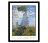 Artery8 Claude Monet Woman With Parasol Madame Monet And Son Living Room Artwork Framed Wall Art Print A4