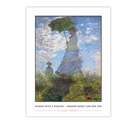 Artery8 Claude Monet Woman With Parasol Madame Monet & Son Wall Art Print in Blue | Size: W12" x H16" Artery8 Blue W12" x H16"