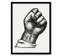 Artery8 Clenched Fist Black And White Drawing Gestel Framed Wall Art Print 12X16"