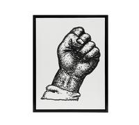 Artery8 Clenched Fist Black & White Drawing Gestel Black Framed Canvas Art | Size: W18" x H24" Artery8 White W18" x H24"