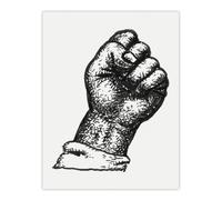 Artery8 Clenched Fist Black & White Drawing Gestel Wall Art Poster Print | Size: W12" x H16" Artery8 White W12" x H16"