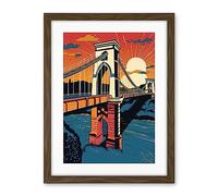 Artery8 Clifton Suspension Bridge Sunset Modern Pop Art Artwork Framed Wall Art Print 18X24 Inch