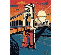 Artery8 Clifton Suspension Bridge Sunset Modern Pop Art Large Wall Art Poster Print Thick Paper 18X24 Inch