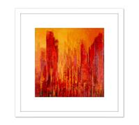 Artery8 Clo Baril Nature Et Architecture Skyscrapers Painting 8X8 Inch Square Wooden Framed Wall Art Print Picture with Mount in White Artery8 White