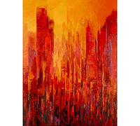 Artery8 Clo Baril Nature Et Architecture Skyscrapers Painting Large XL Wall Art Canvas Print