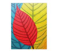 Artery8 Close Up Leaves Gond Painting Style Artwork Red Blue Yellow Line Drawing Stylised Patterns Extra Large XL Wall Art Poster Print