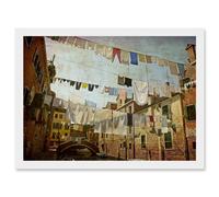 Clotheslines Venice Washing Line Laundry By Cityscape A4 Artwork Framed Wall Art Print Artery8 White One Size
