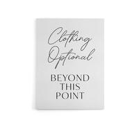 Artery8 Clothing Optional Beyond This Point Cheeky Funny Canvas Wall Art Print in White | Size: W18" x H24" Artery8 White W18" x H24"