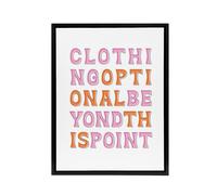 Artery8 Clothing Optional Beyond This Point Simple Fun Framed Canvas Art Print in White | Size: W18" x H24" Artery8 White W18" x H24"