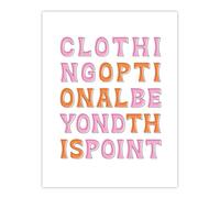 Artery8 Clothing Optional Beyond This Point Simple Fun Wall Art Print in White | Size: W24" x H32" Artery8 White W24" x H32"