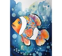 Artery8 Clownfish With Multicoloured Spot Pattern Folk Art Watercolour Painting Large Wall Art Poster Print Thick Paper 18X24 Inch