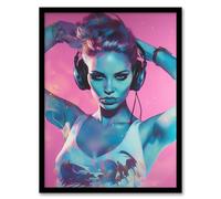 Artery8 Club Music Dance Headphones Girl Rhythm Body Energy Theatre Arts Artwork Artwork Framed Wall Art Print A4