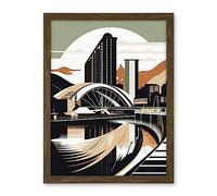 Artery8 Clyde Arc Bridge Abstract Cityscape Illustration Artwork Framed Wall Art Print 18X24 Inch