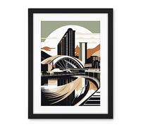 Artery8 Clyde Arc Bridge Abstract Cityscape Illustration Artwork Framed Wall Art Print 18X24 Inch