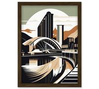 Artery8 Clyde Arc Bridge Abstract Cityscape Illustration Artwork Framed Wall Art Print A4
