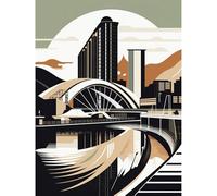 Artery8 Clyde Arc Bridge Abstract Cityscape Illustration Extra Large XL Wall Art Poster Print