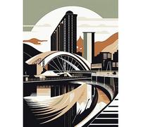 Artery8 Clyde Arc Bridge Abstract Cityscape Illustration Large Wall Art Poster Print Thick Paper 18X24 Inch