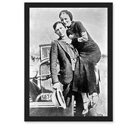 Artery8 Clyde Barrow Gang Bonnie Parker Outlaw Criminal Photo Artwork Framed A3 Wall Art Print