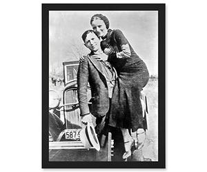 Artery8 Clyde Barrow Gang Bonnie Parker Outlaw Criminal Photo Artwork Framed A3 Wall Art Print