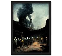 Doppelganger33 LTD Coal Miners Yorkshire Pithead Colliery Artwork Framed Wall Art Print A4