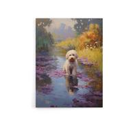Artery8 Cockapoo Dog & Water Irises Canvas Wall Art Print | Size: W12" x H16" Artery8 Multicolor W12" x H16"