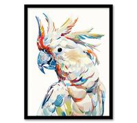 Artery8 Cockatoo Parrot Bird Portrait Bright Design Living Room Artwork Framed Wall Art Print 18X24 Inch